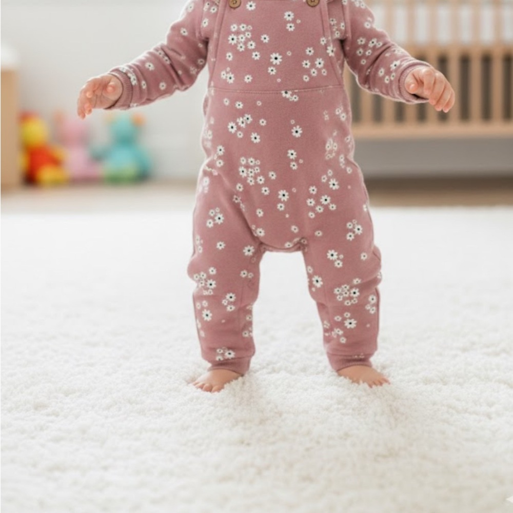 Charming Floral Kids Footie in Pink